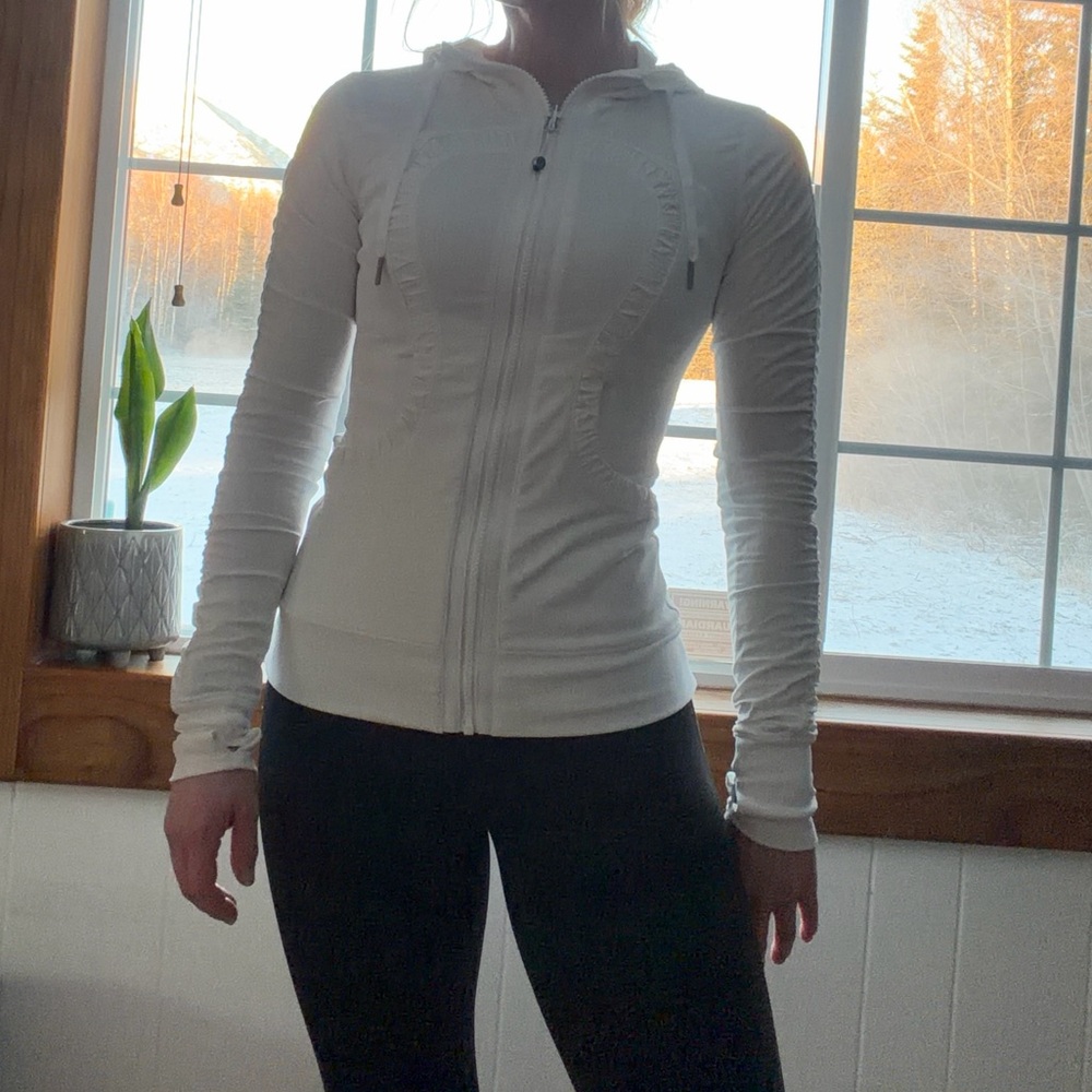 lululemon athletica White Zip-Up Hoodie dance studio